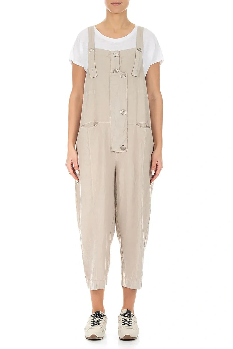 Strappy Beige Linen Jumpsuit 1