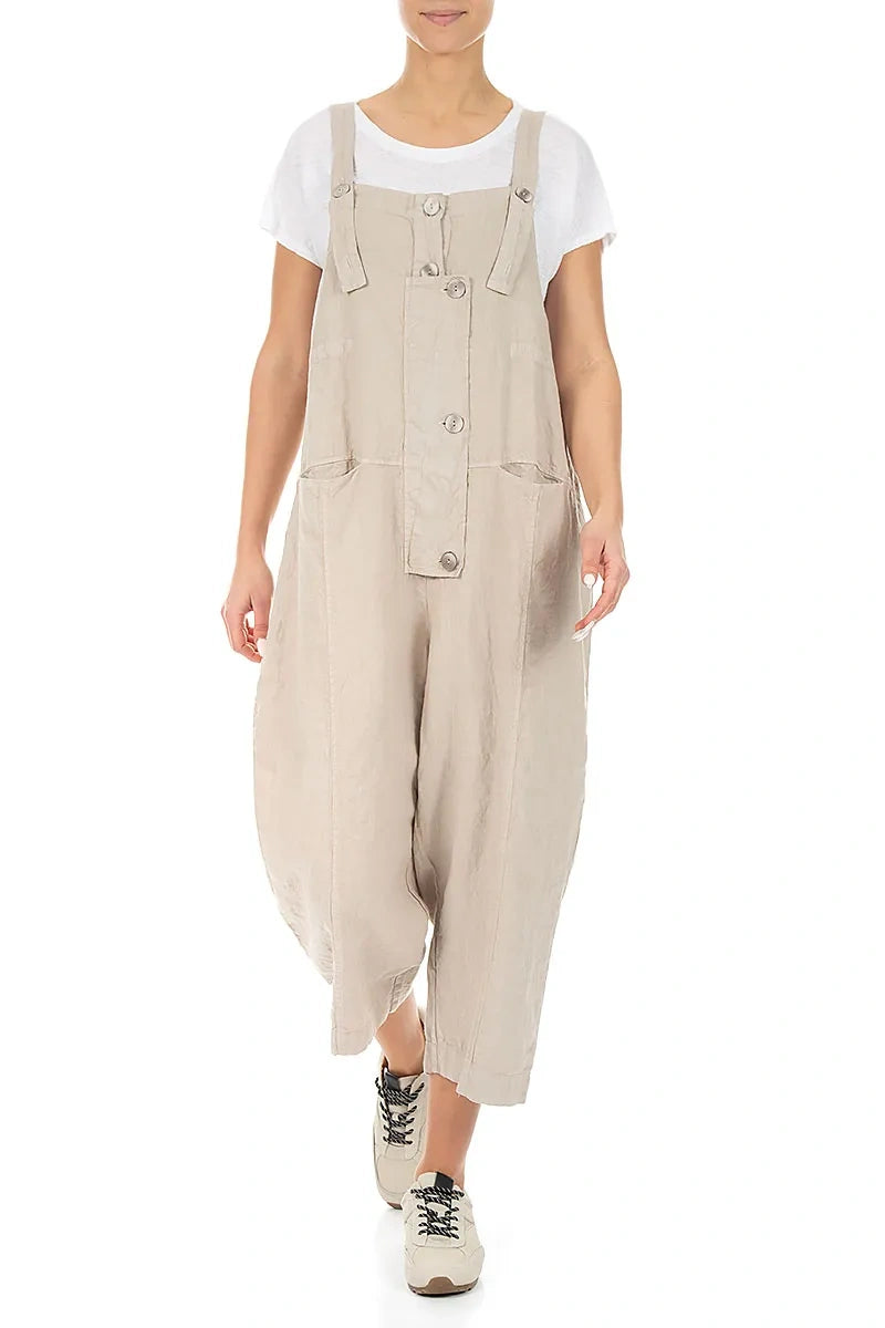 Strappy Beige Linen Jumpsuit 4