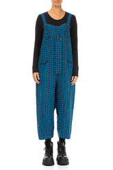 Strappy Blue Check Linen Jumpsuit 1