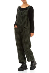 Strappy Forest Mist Check Linen Jumpsuit 4