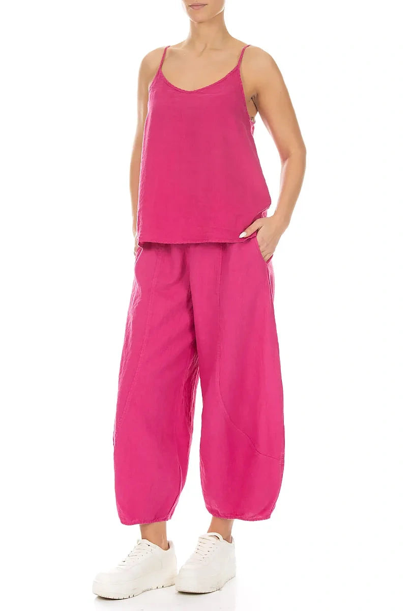 Strappy Fuchsia Linen Camisole Top