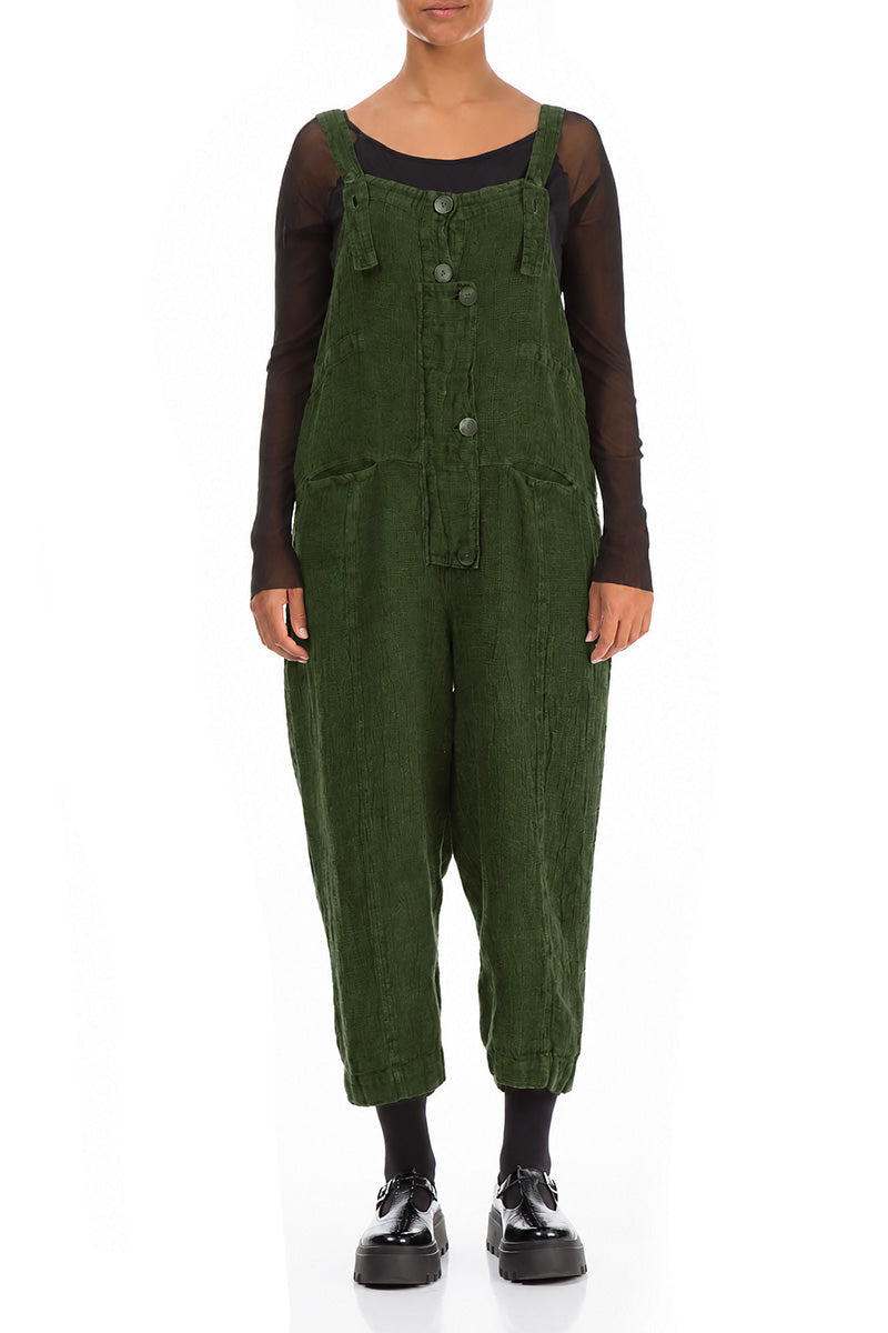 Strappy Shamrock Green Mélange Linen Jumpsuit 1
