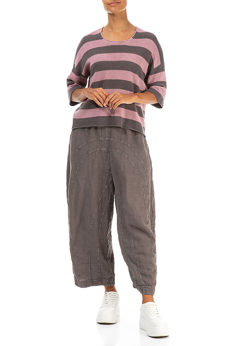Stripy Dual Mauve Pink Linen Jumper 4