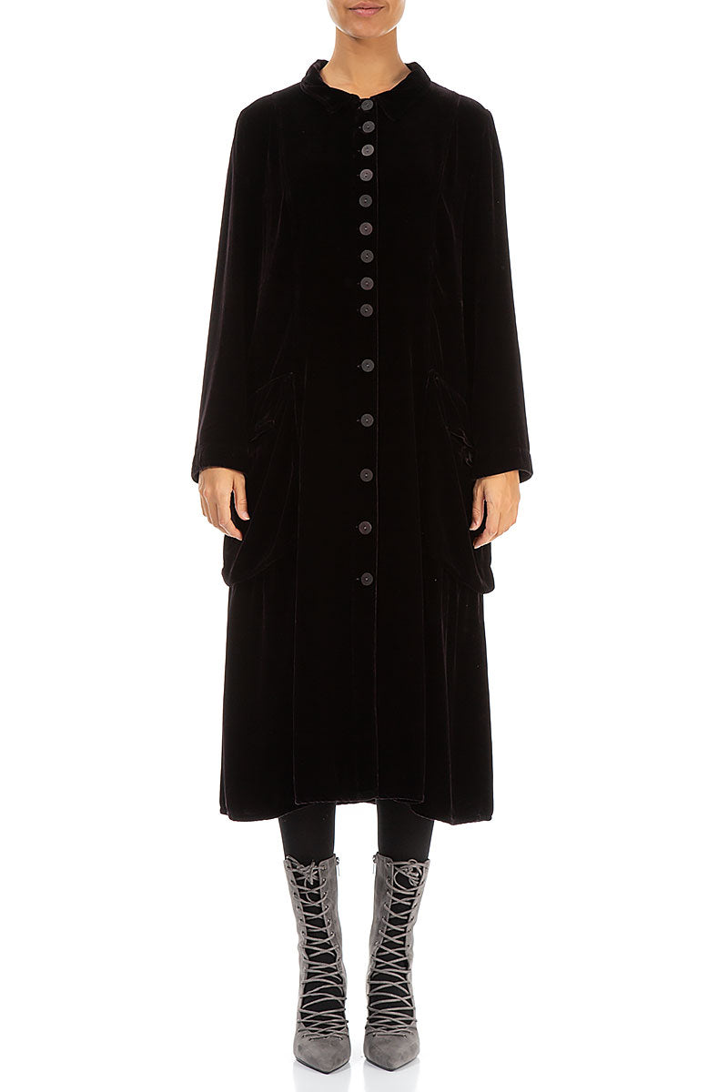 Stylish Long Vintage Violet Silk Velvet Jacket 1