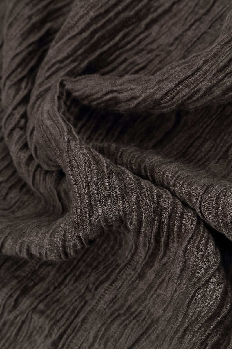 Sweetheart Neck Crinkled Forest Brown Silk Blouse 5