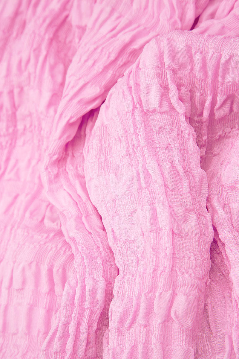 Taffy Pink Textured Kaftan Silk Blouse 5