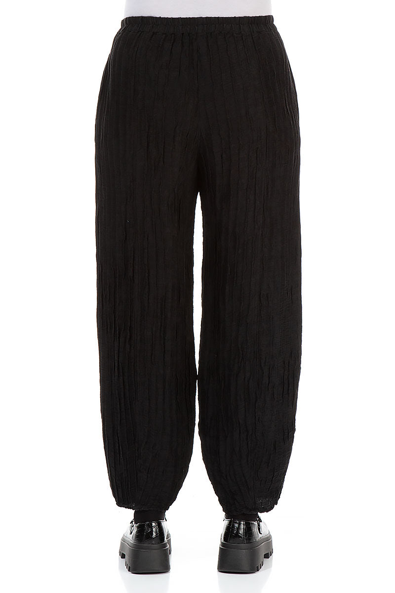 Taper Black Crinkled Trousers 2