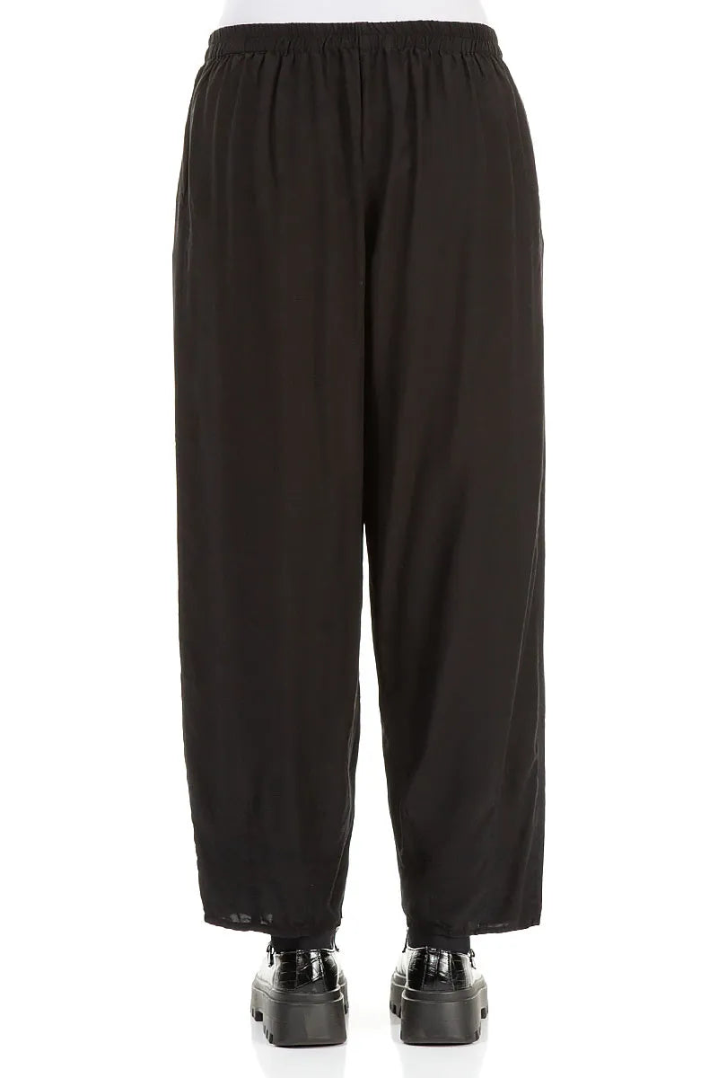 Taper Black Silk Bamboo Trousers 2