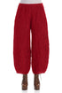 Taper Crinkled Cherry Red Silk Linen Trousers 1