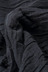 Taper Crinkled Graphite Blue Silk Linen Trousers 4