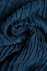 Taper Crinkled Royal Blue Silk Linen Trousers 5