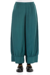 Taper Emerald Silk Cotton Trousers 1