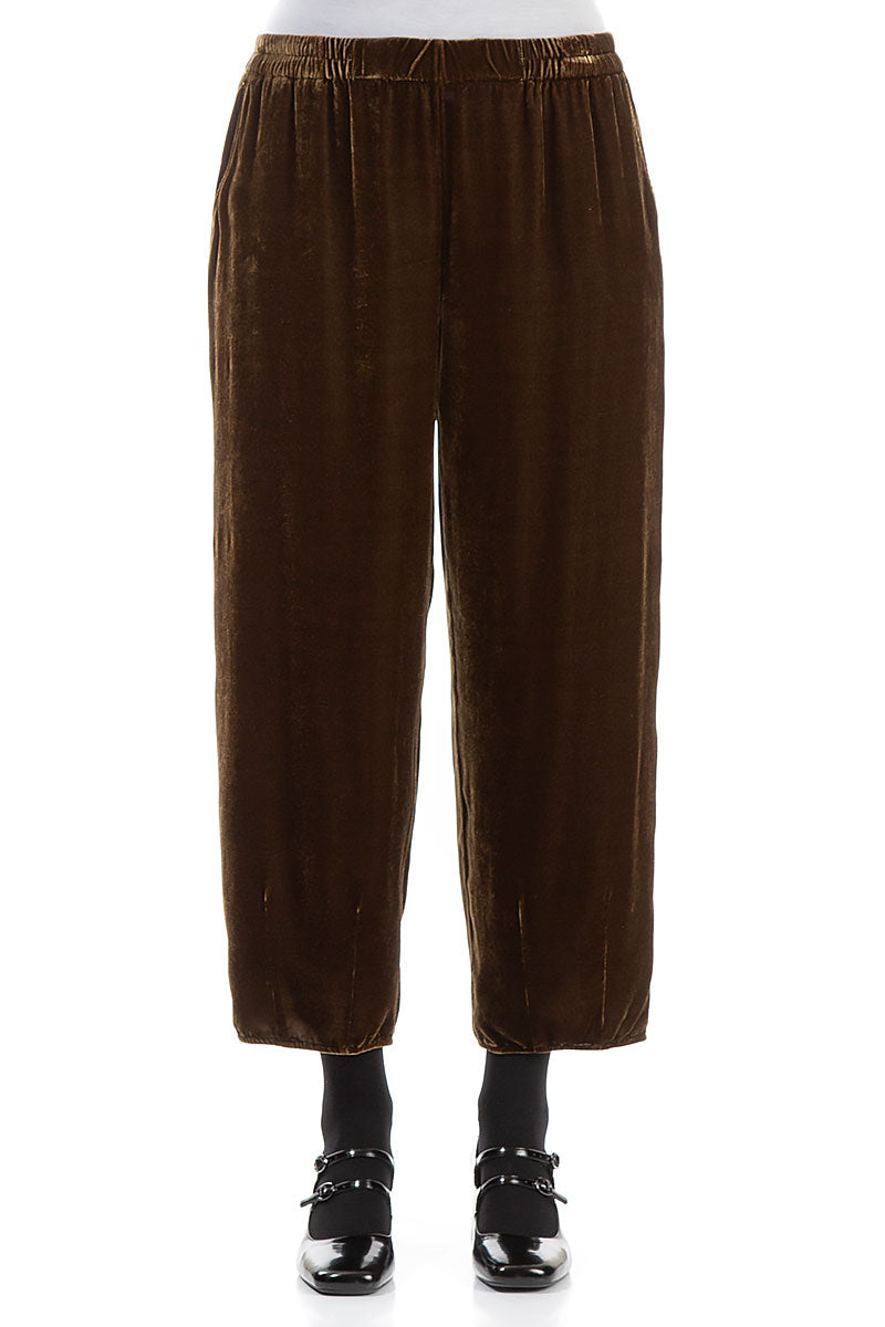 Taper Golden Sage Silk Velvet Trousers 1