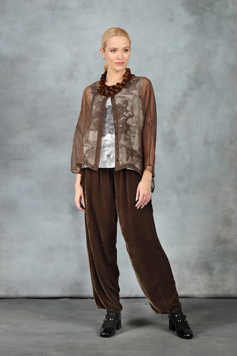 Taper Golden Sage Silk Velvet Trousers 7