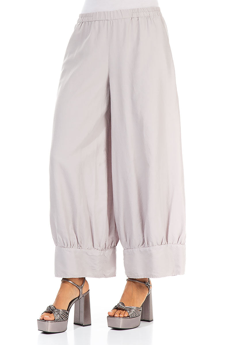 Taper Greige Silk Cotton Trousers 3