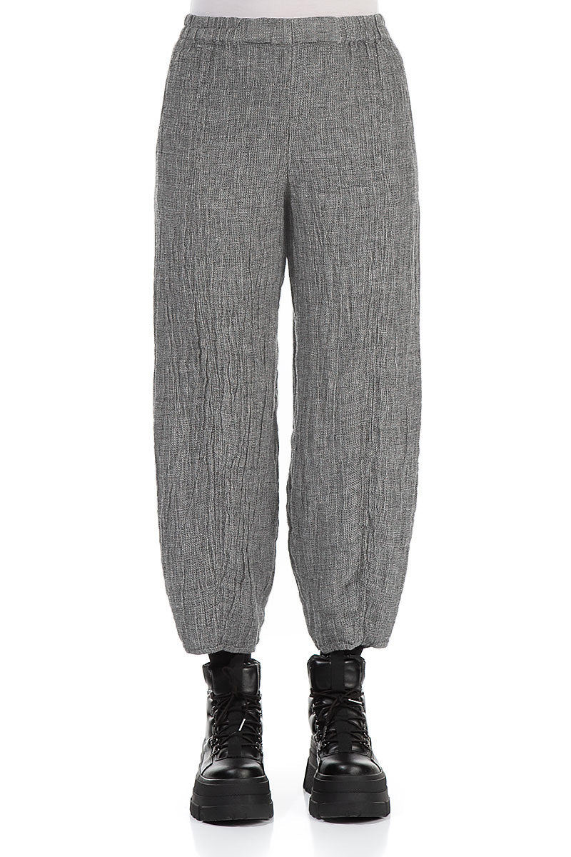 Taper Grey Mélange Linen Trousers 1