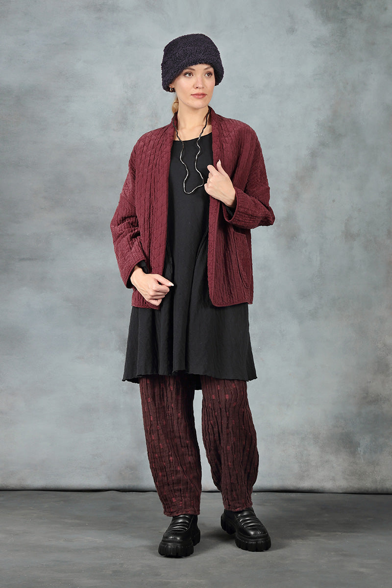 Taper Merlot Textured Linen Trousers 6