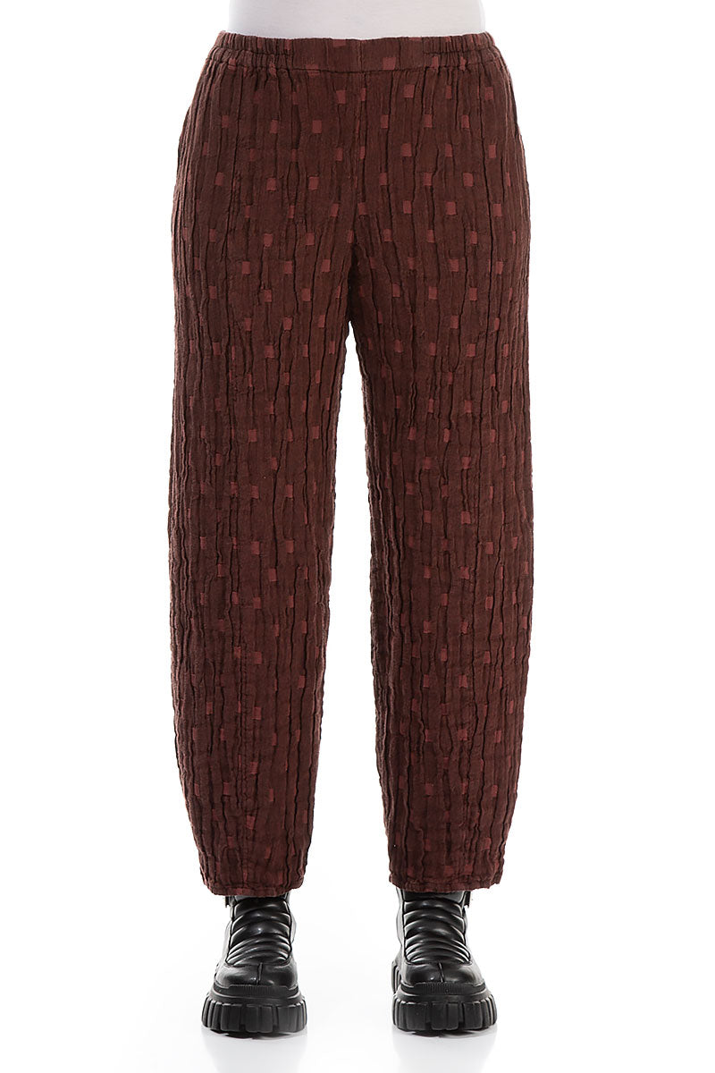 Taper Merlot Textured Linen Trousers 1