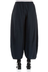 Taper Midnight Blue Silk Bamboo Trousers 2