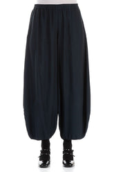 Taper Midnight Blue Silk Bamboo Trousers 1