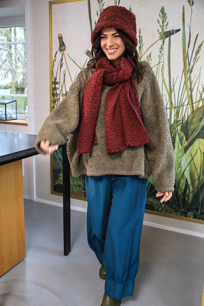 Taper Midnight Blue Silk Cotton Trousers 5