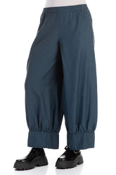 Taper Midnight Blue Silk Cotton Trousers 3