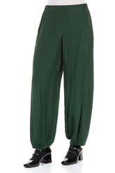 Taper Pine Green Silk Bamboo Trousers 3