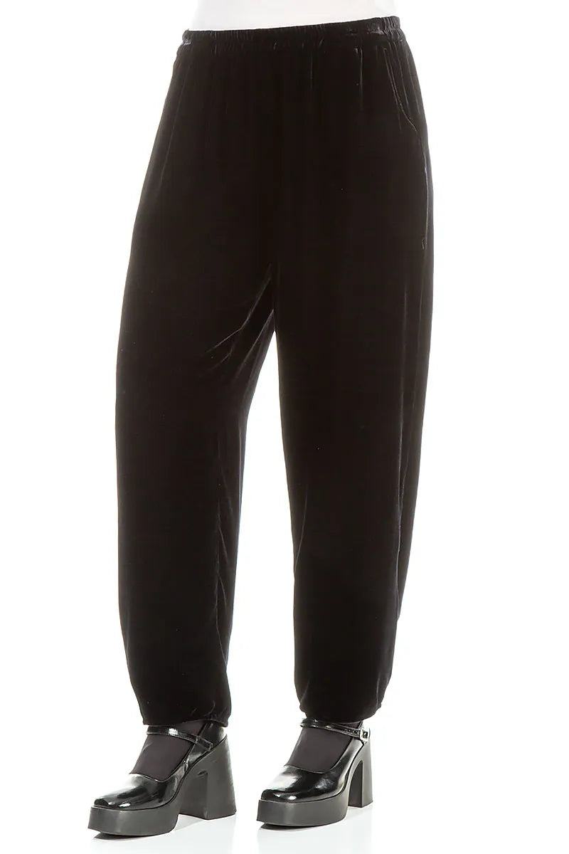 Pantalon fuselé en velours de soie bleu ardoise