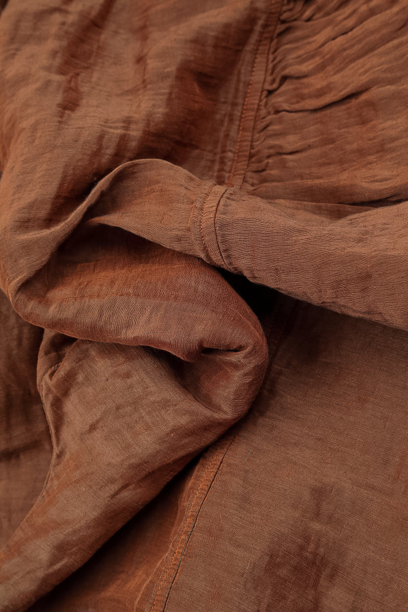 Taper Textured Aged Copper Silk Linen Trousers 5