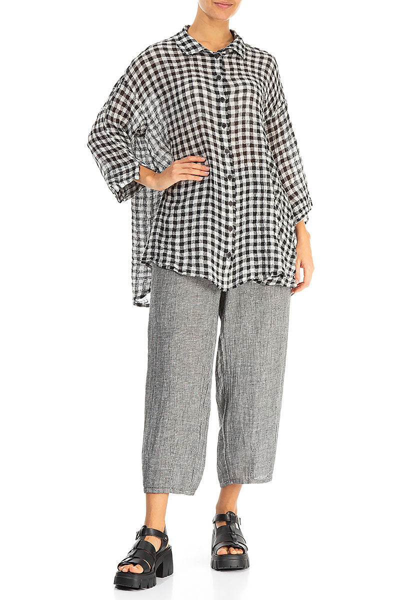 Tapered Grey Mélange Linen Trousers 4