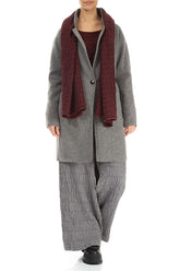 Textured Burgundy Linen Scarf 2