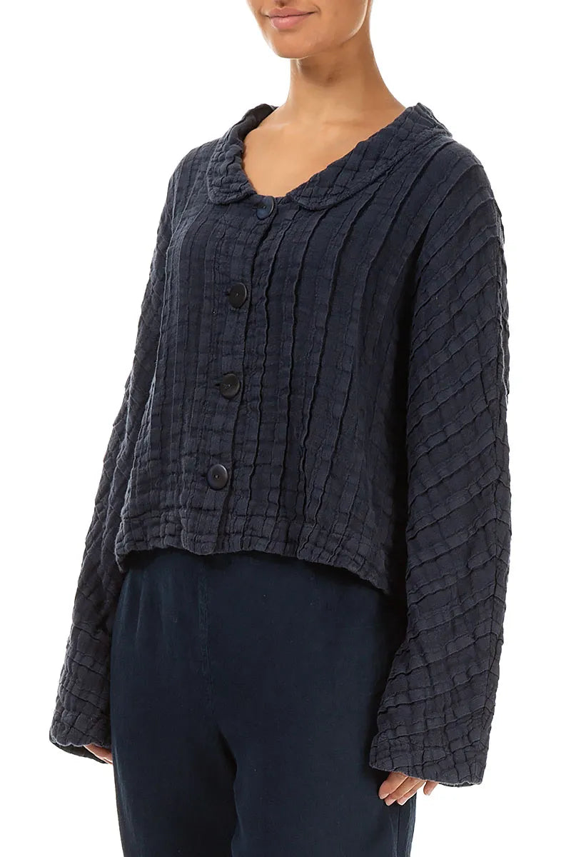 Textured Navy Linen Jacket 3