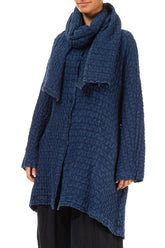 Textured Royal Blue Linen Scarf 3