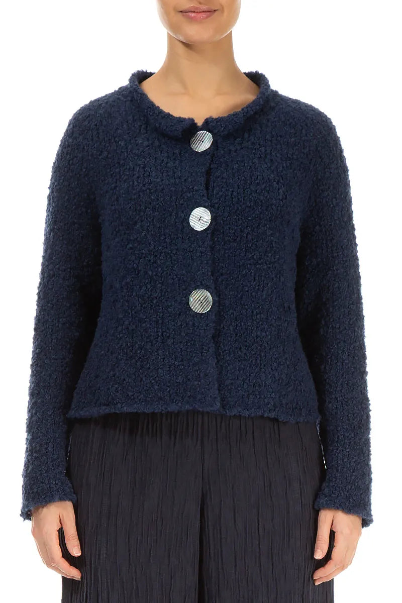 Three Button Blue Violet Alpaca Wool Cardigan 1