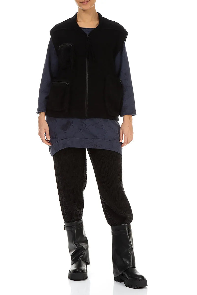 Three Pockets Black Wool Gilet 5