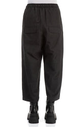 Tie Up Black Cotton Trousers 2