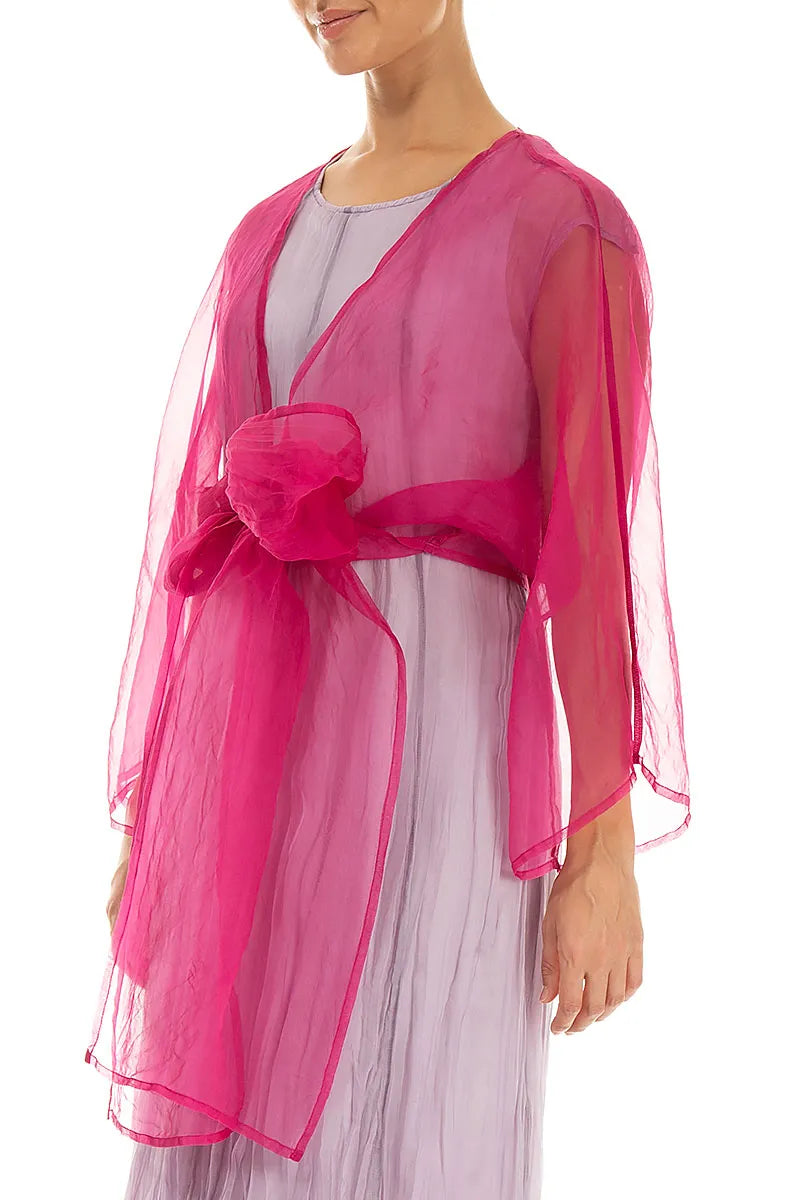 Jacke aus fuchsiafarbenem Seidenchiffon zum Binden