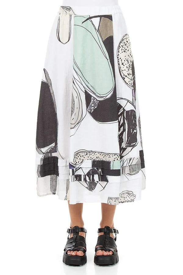 Tiered Hem Tumbled Stone Linen Skirt 1