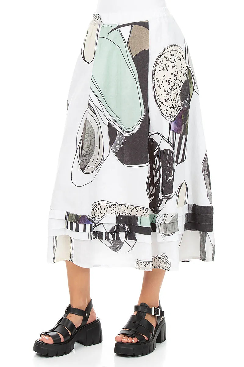 Tiered Hem Tumbled Stone Linen Skirt 3