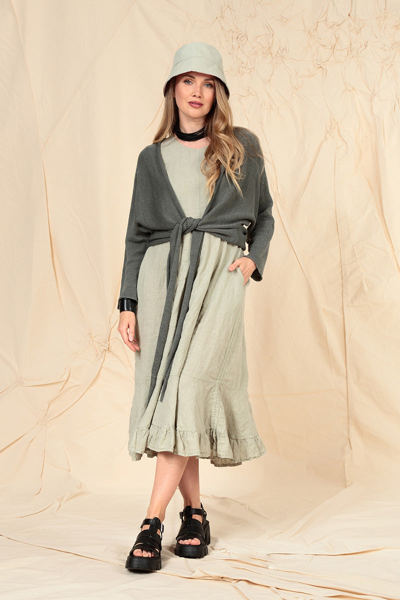 Tie up Sage Linen Cardigan 8