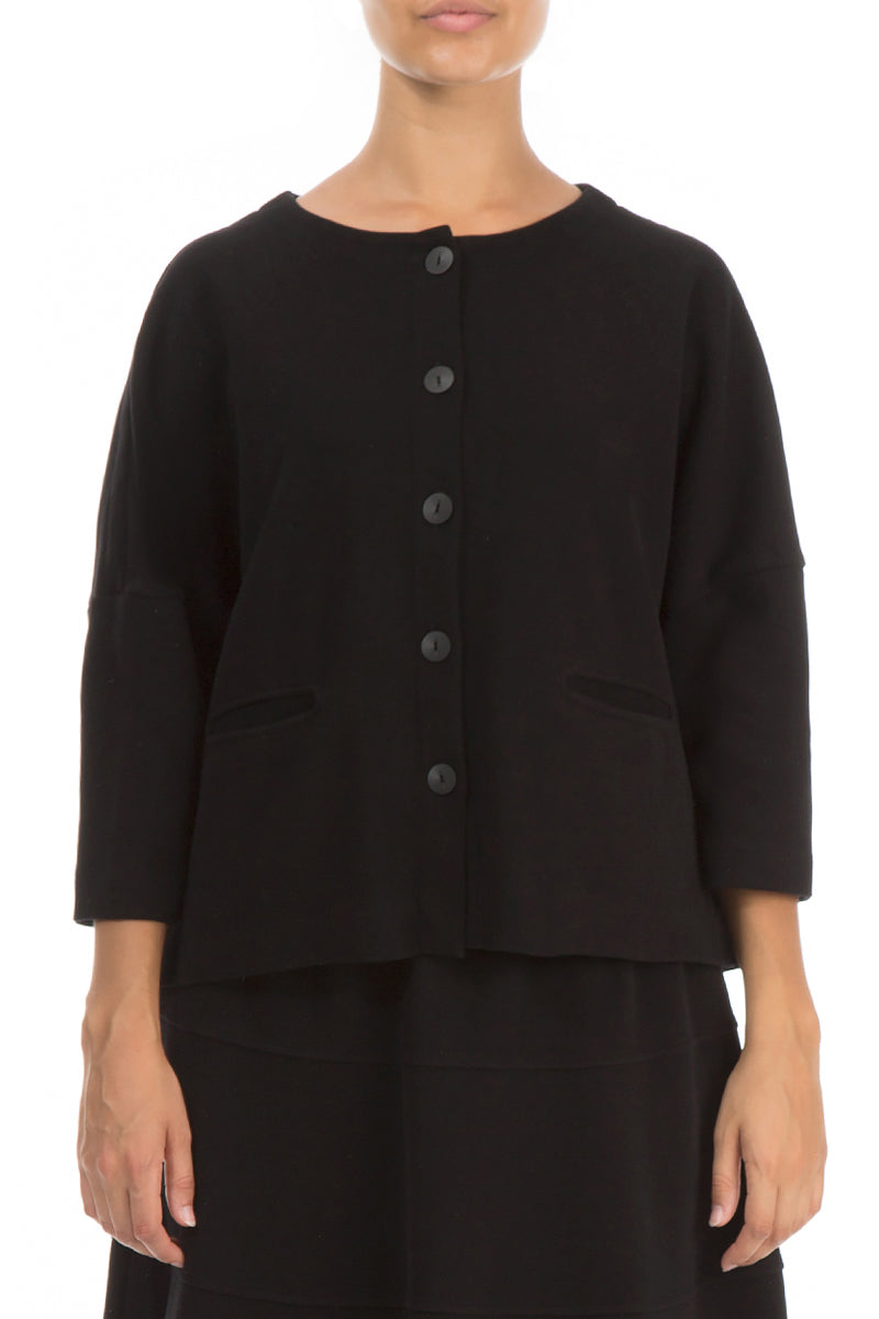 Trapeze Black Cotton Jersey Jacket 1