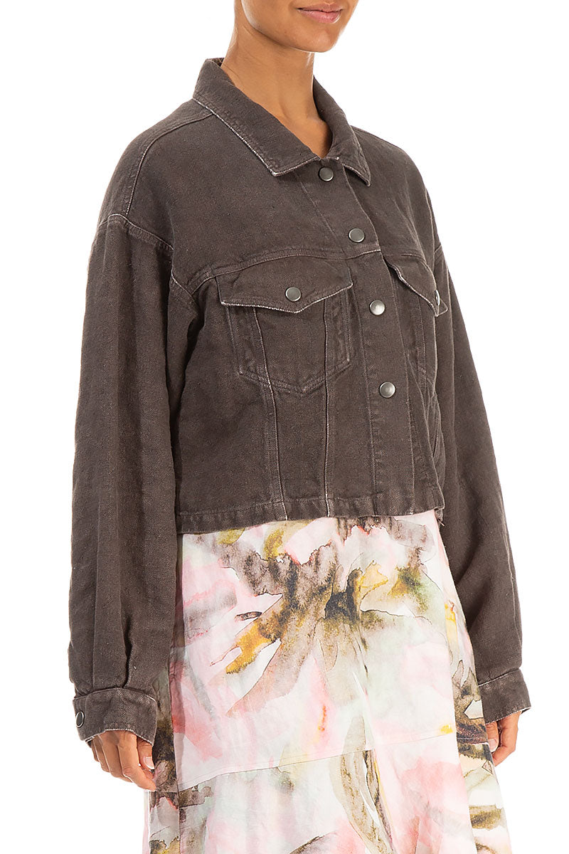 Truffle Off-Dye Linen Trucker Jacket 3