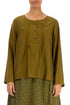 Tuck Front Olive Silk Bamboo Blouse 1