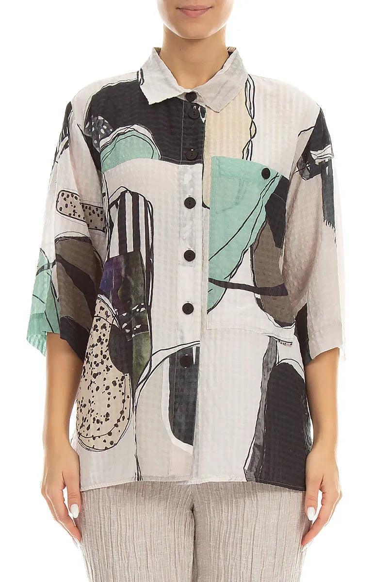 Tumbled Stone Textured Silk Shirt 1