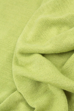 Turquoise Flowers Decorated Lime Linen Jumper 5