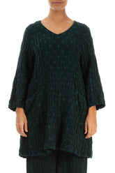 Twin Pockets Emerald Textured Linen Tunic 1