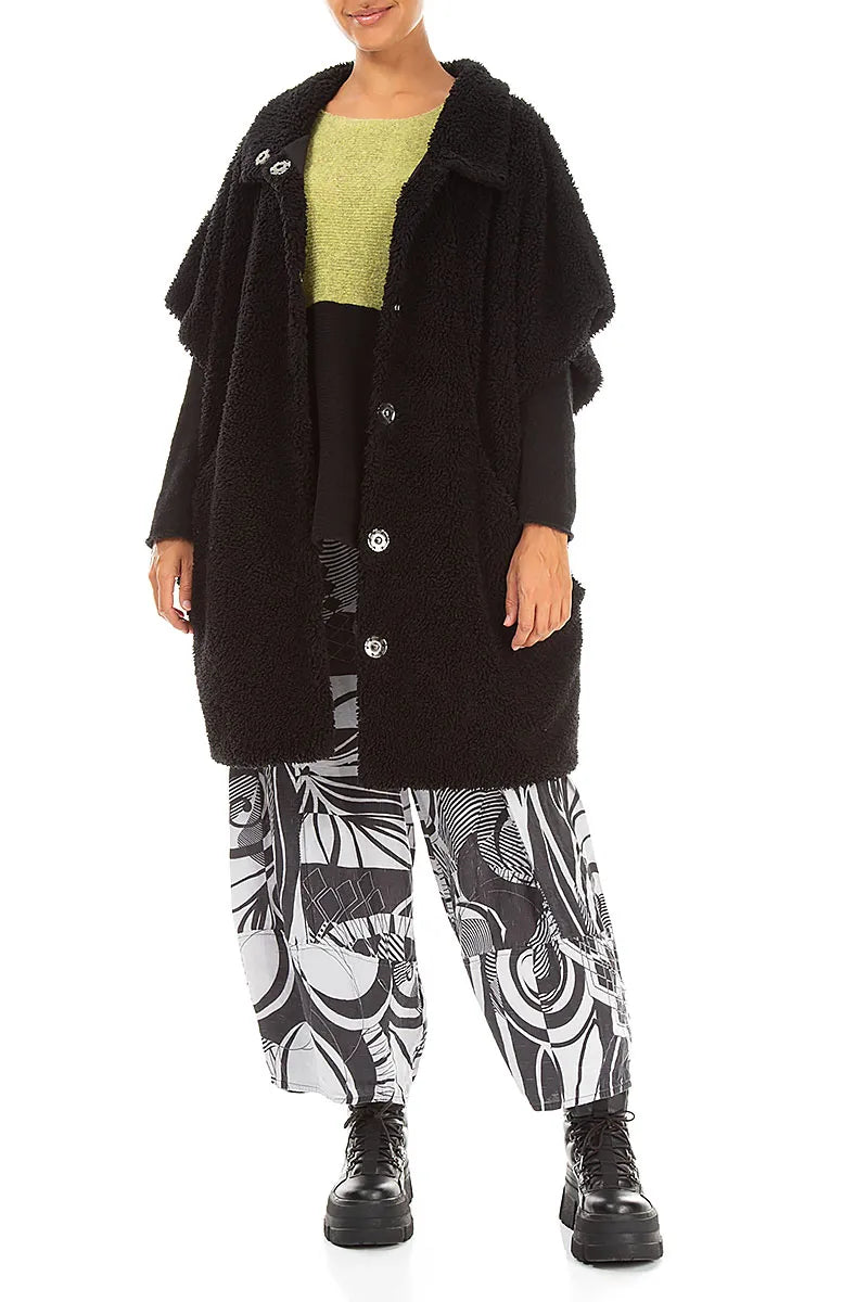 Loose Black Teddy Cotton Gilet