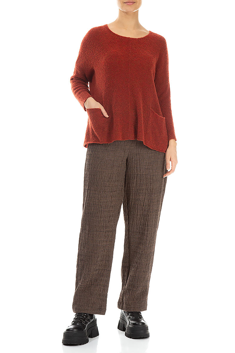 Two Pockets Burnt Orange Wool Sweater 4