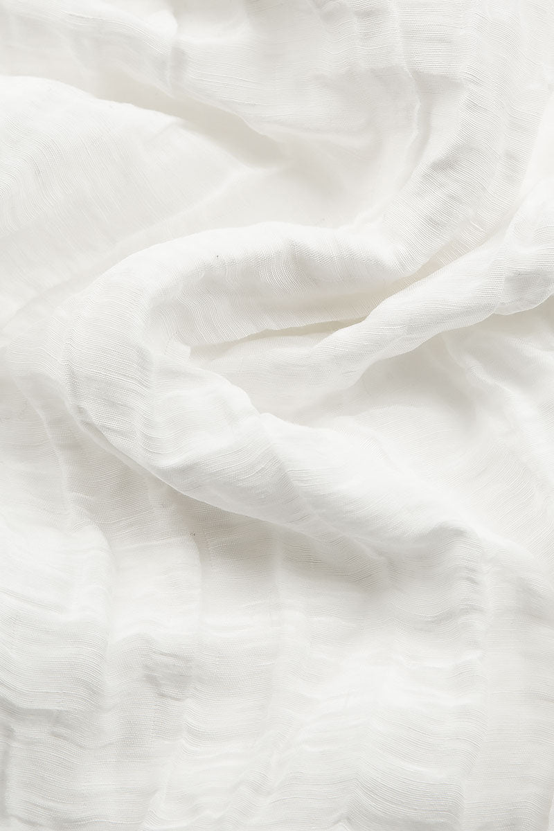 Two Pockets Crinkled White Silk Linen Tunic 5