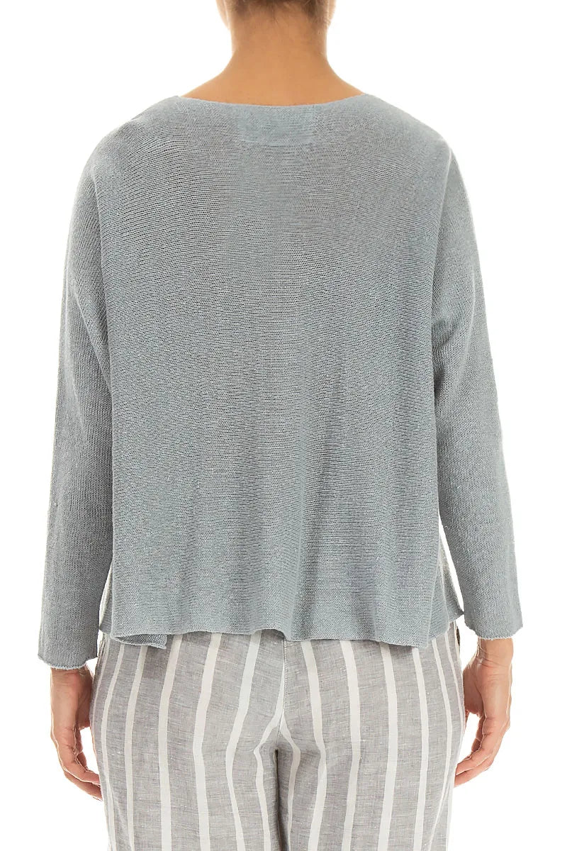 Two Pockets Grey Linen Cardigan 2